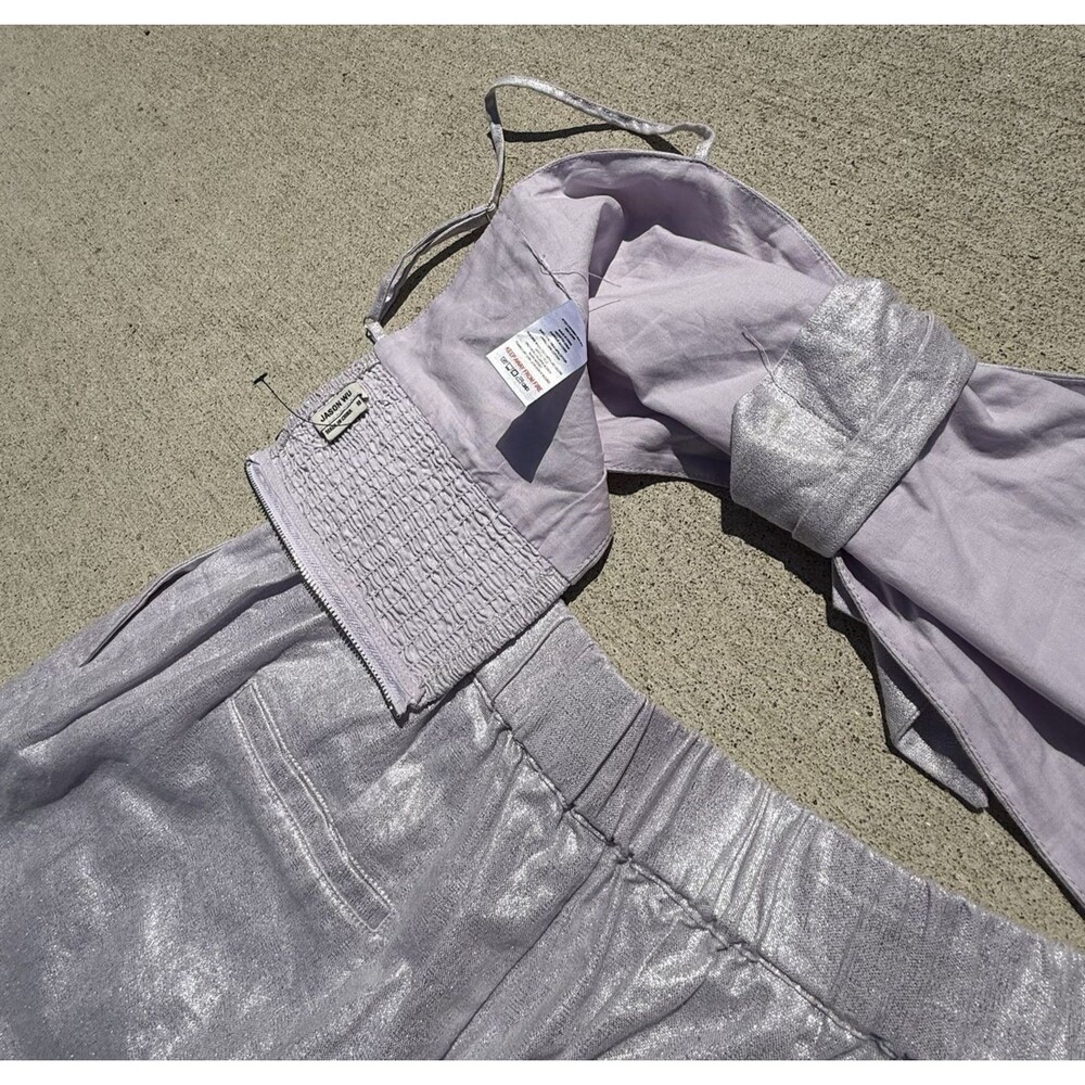 Jason Wu Lavender 2 Piece Wide Leg Pleated Pant Bow Crop Top NWT‎ $425 Medium - Picture 10 of 14